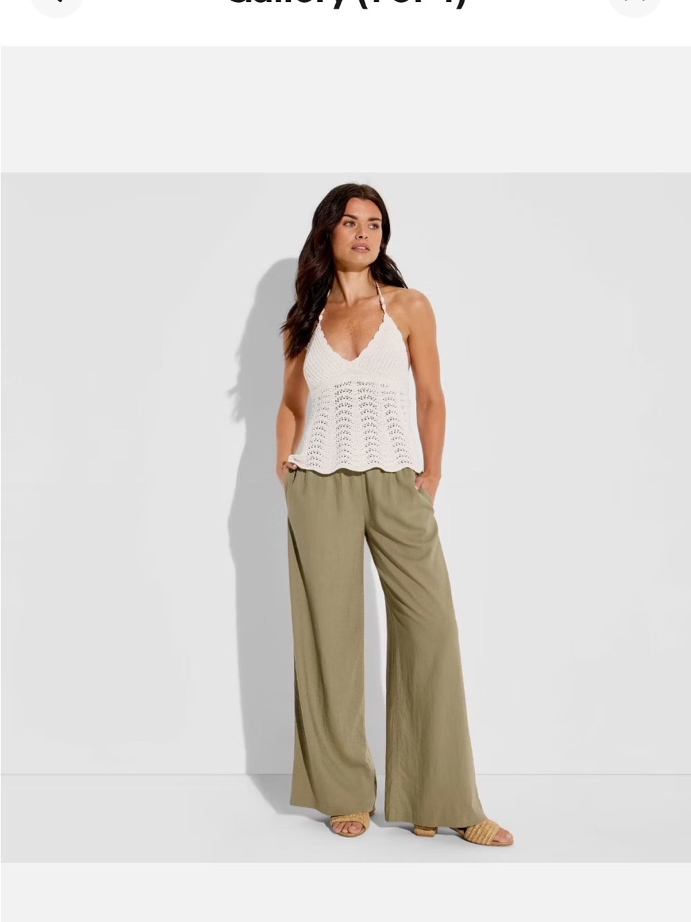 Women Low-Rise Baggy Leg Linen Pull-On Pants - Wild Fable Green XL